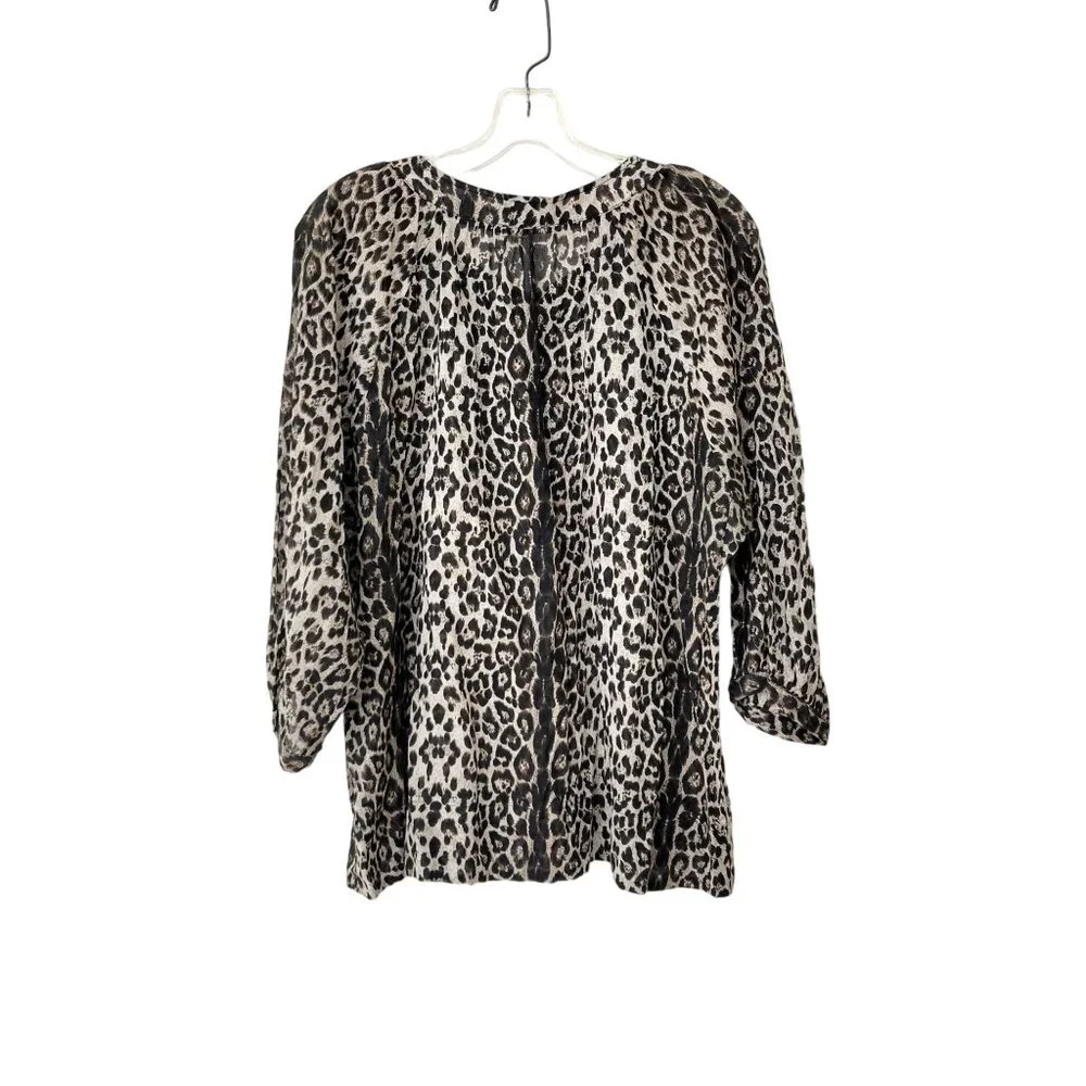 Cotton On Animal Print Leopard Print Peasant Blouse - Picture 3 of 4